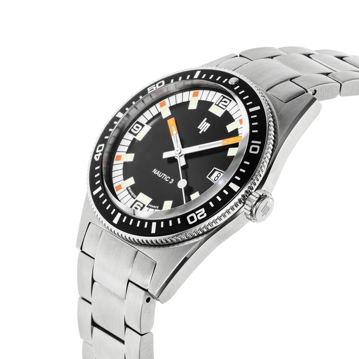 Montre LIP homme automatique, bracelet métal argent