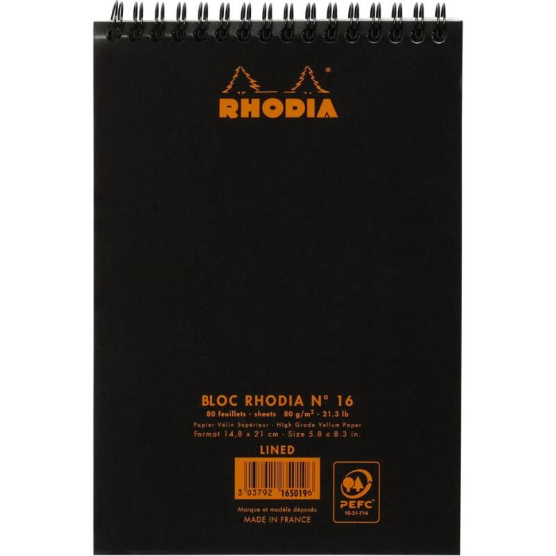 Notepad A5 80 feuilles lignées 80 g - Noir