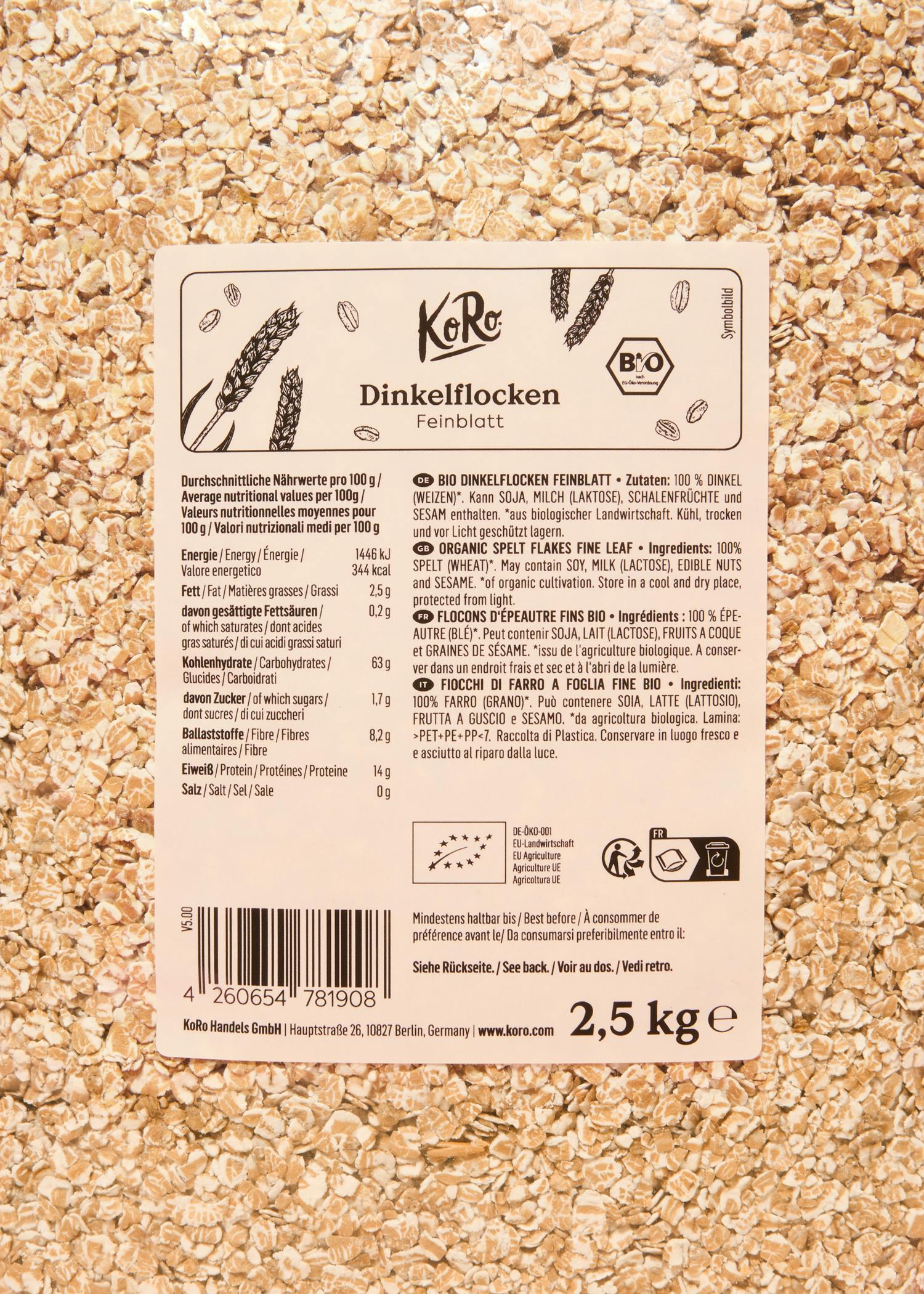 Bio Dinkelflocken Feinblatt 2,5 kg