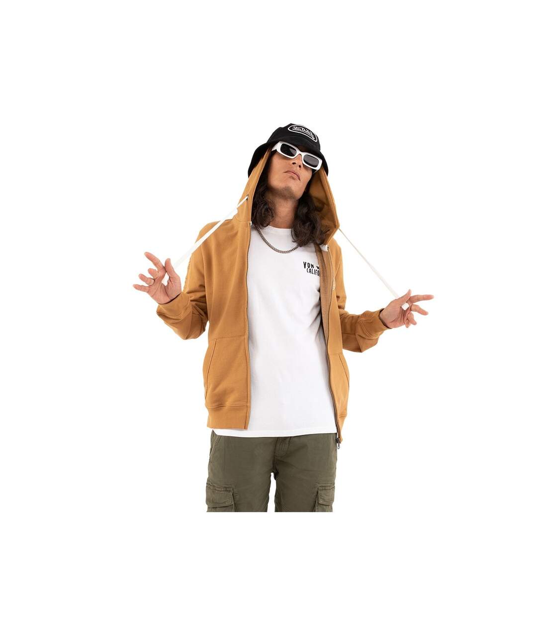Sweat zippé avec capuche homme molletonné en coton Camp