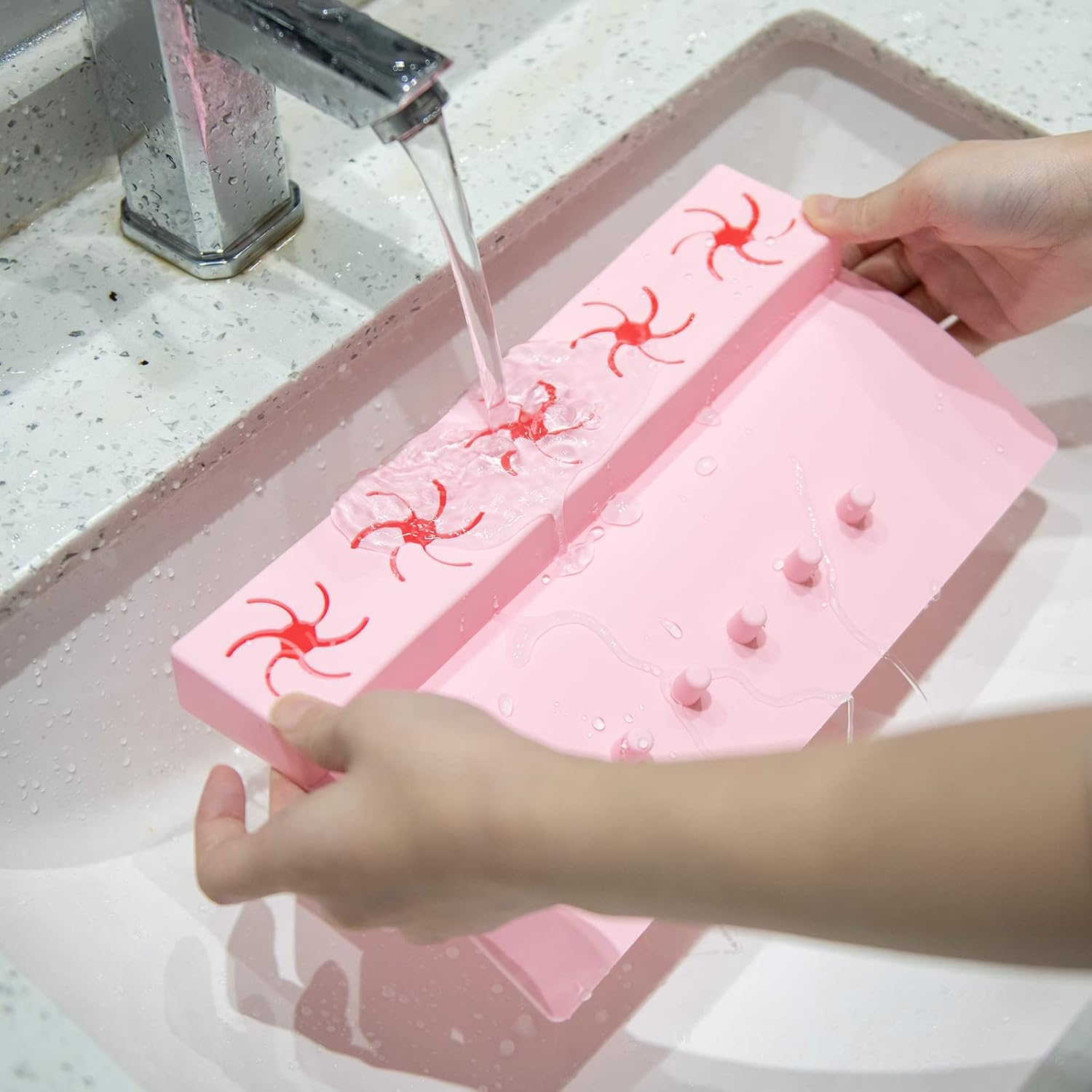 (27x15cm) Silikon Nagellack Flaschenhalter Nail Art Lackierhilfe DIY Organizer Maniküre Halterung - Rosa