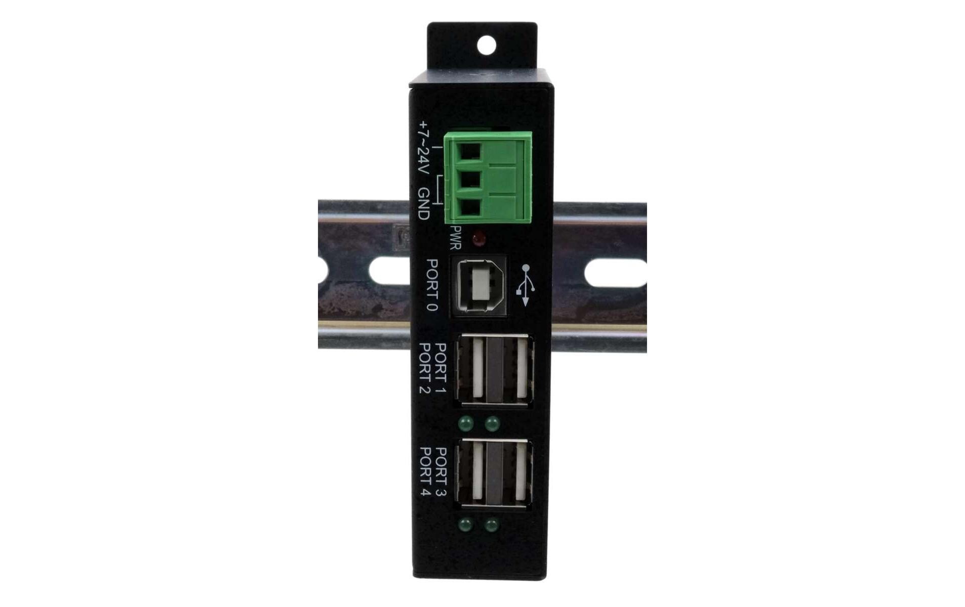 USB-Hub EX-1163HMS 4-Port USB 2.0Robuster USB 2.0 Hub mit 15KV ESD Überspannungsschutz, ideal für Industrieanwendungen