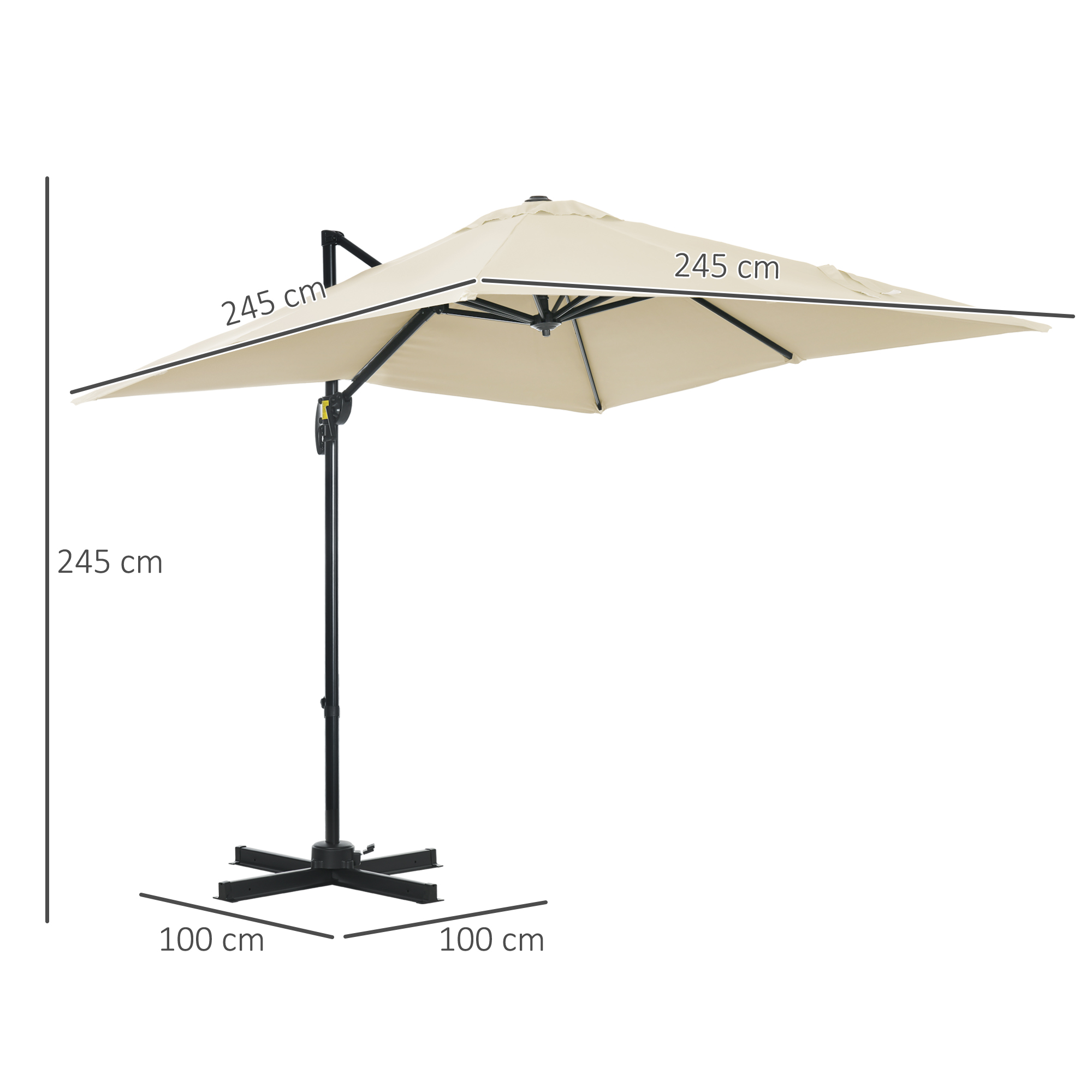 Guarda-sol de jardim Outsunny Cream