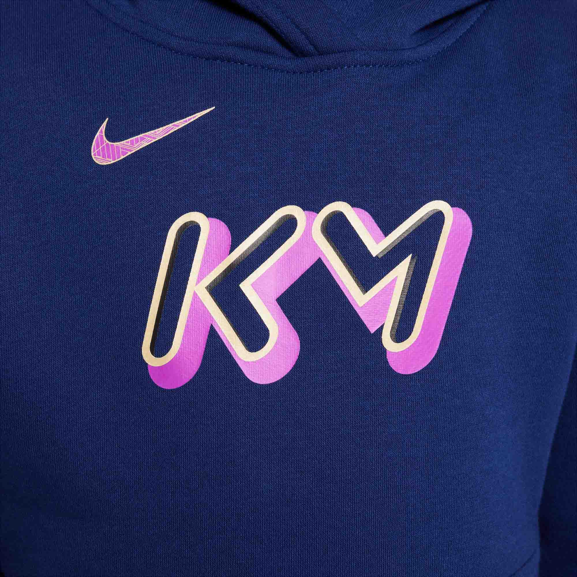 Kylian Mbappé Club Fleece Hoody Barn 492/Blue Void/Vivid Purple/Metallic Gold