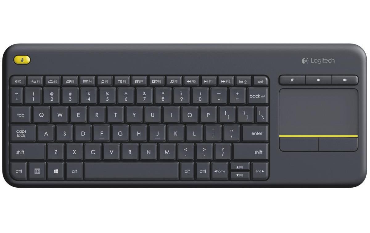 Tastatur K400 Plus CH-LayoutKabellose Tastatur mit Touchpad, CH-Layout, dunkelgrau