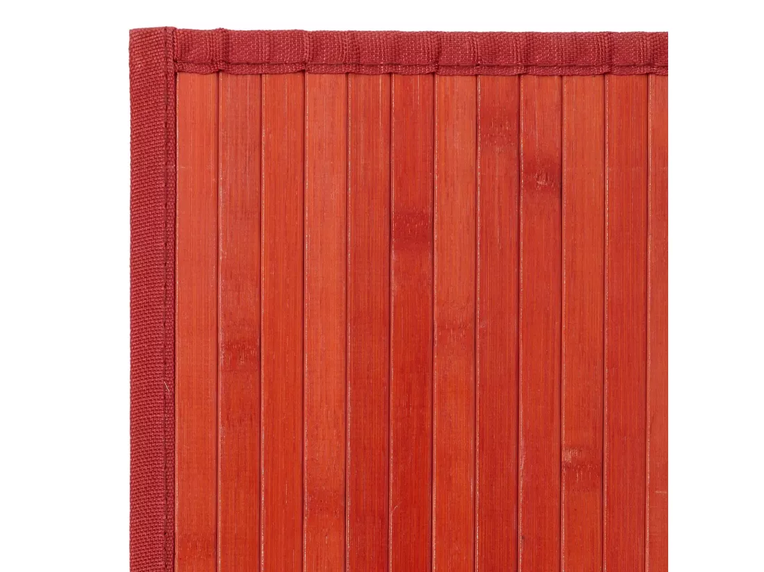 Tapis de sol antidérapant, moquette à rayures en bambou coloris rouge - Longueur 175 x Profondeur 75 cm
