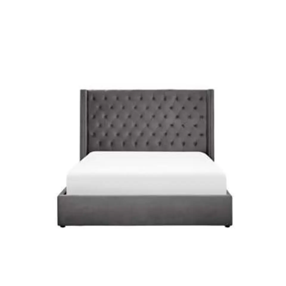 LUBBON - Bed met opbergruimte - Grijs - 160 x 200 cm - Fluweel