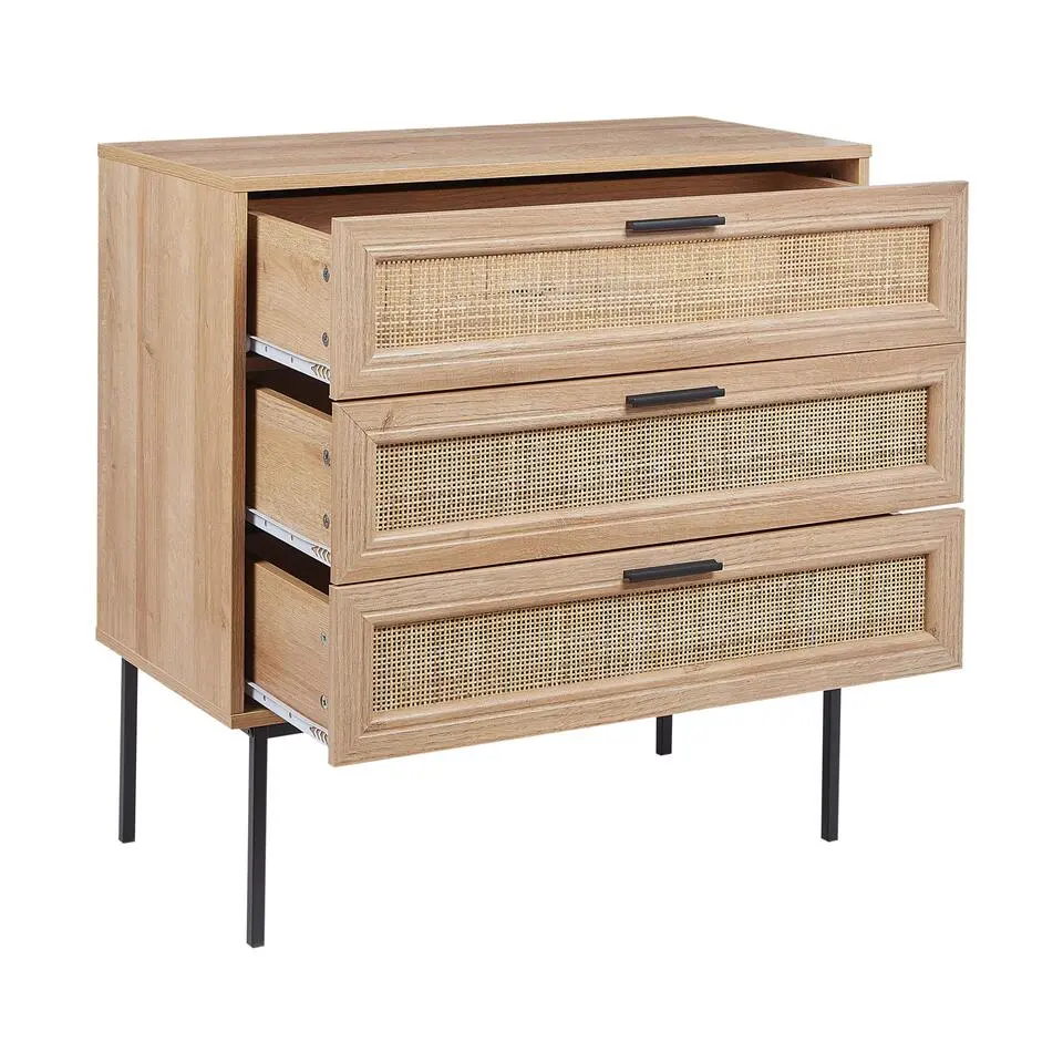 PASCO - Dressoir 3-lades - Lichte houtkleur - Rotan