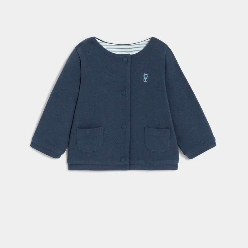 Gilet réversible coton piqué bleu bébé garçon Bleu