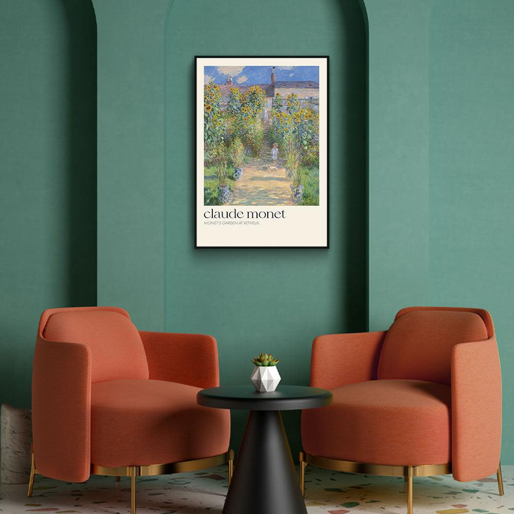 Walljar poster ingelijst - Claude Monet - De Tuin Van Monet In Vétheuil Poster ingelijst - 70 x 100 cm