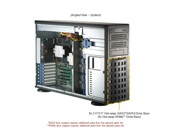 Supermicro Mainstream SuperServer SYS-741P-TRT - Server - tower 4U - uden CPU - RAM 0 GB - hot-swap 3.5