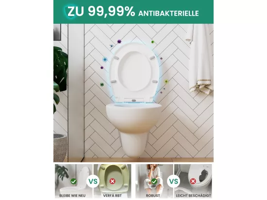 CECIPA MAX Siège de Toilette en Forme de O - Abattant WC Frein de Chute - Couvercle de Toilette pour Salle de Bain Siège de Toilette - Blanc