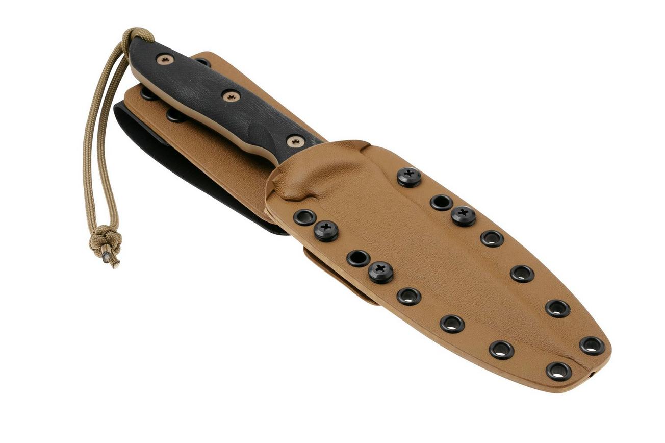 Spartan Blades Moros SB53DEBKKYTN Flat Dark Earth, Black Micarta, survivalmes, kydex schede