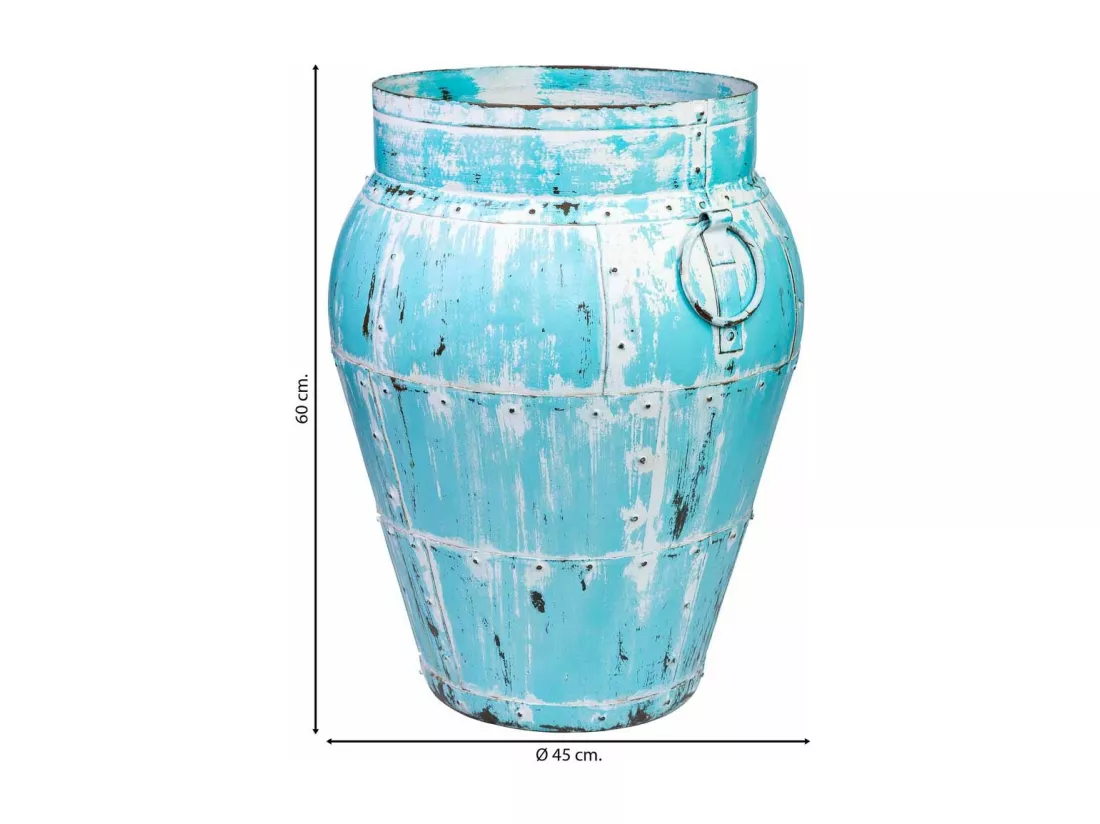 Vase en métal vieilli vert 45x45x60h cm