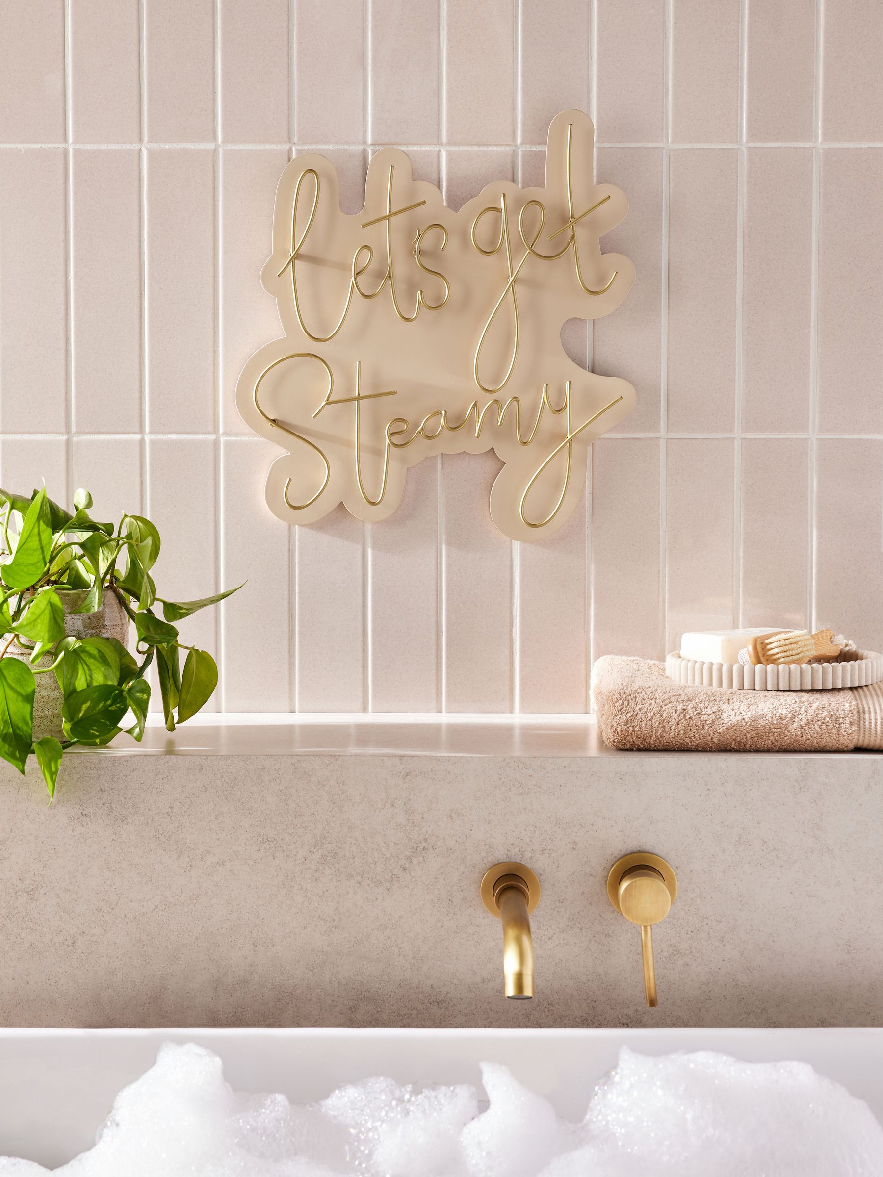 Lets Get Steamy Wire Wall Sign