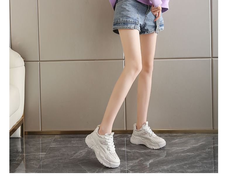 Asterisk - Tweed Paneel Platform Sneakers