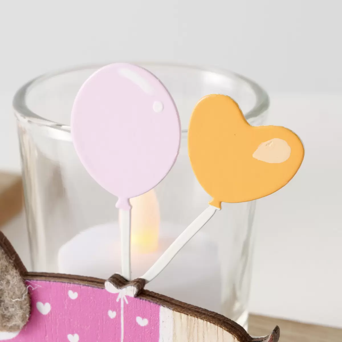 Windlicht Hund Tweety beige,blau,braun,rosa