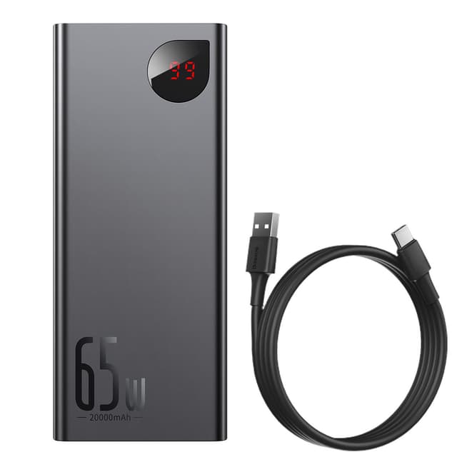 Powerbank Baseus Adaman Metal 20000mAh PD QC 3.0 65W 2xUSB + USB-C + micro USB (sort)