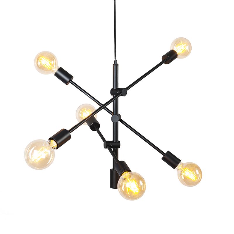 Industriële hanglamp zwart 6-lichts - Sydney