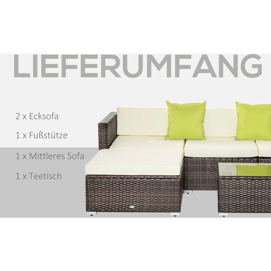 Outsunny Gartenmöbel Set mit Beistelltisch braun