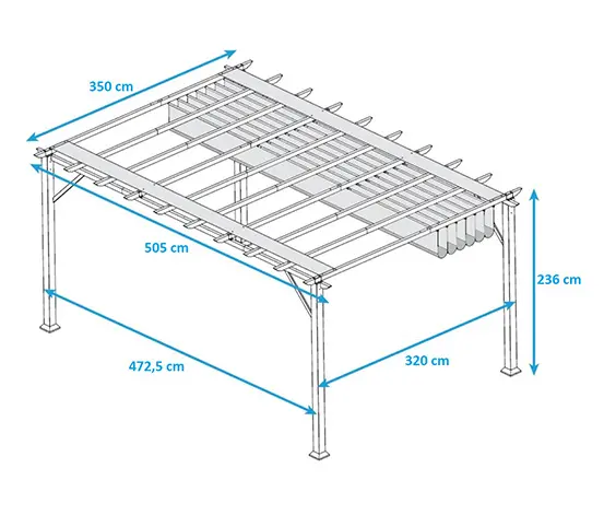 Aluminium Pergola in Holzoptik, ca. 350 x 505 cm