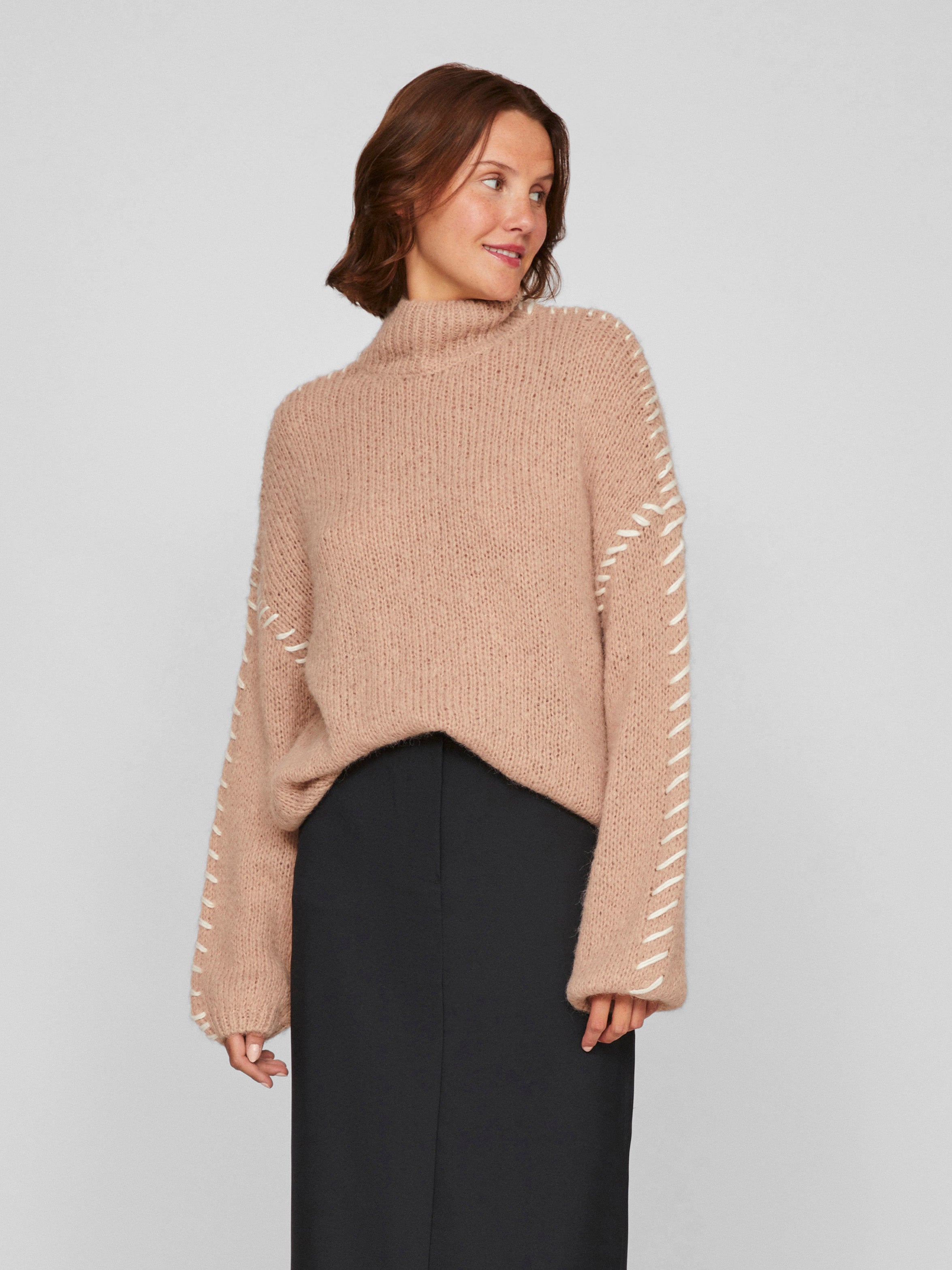 Vila  Vichoca L/S striktrøje - Doeskin