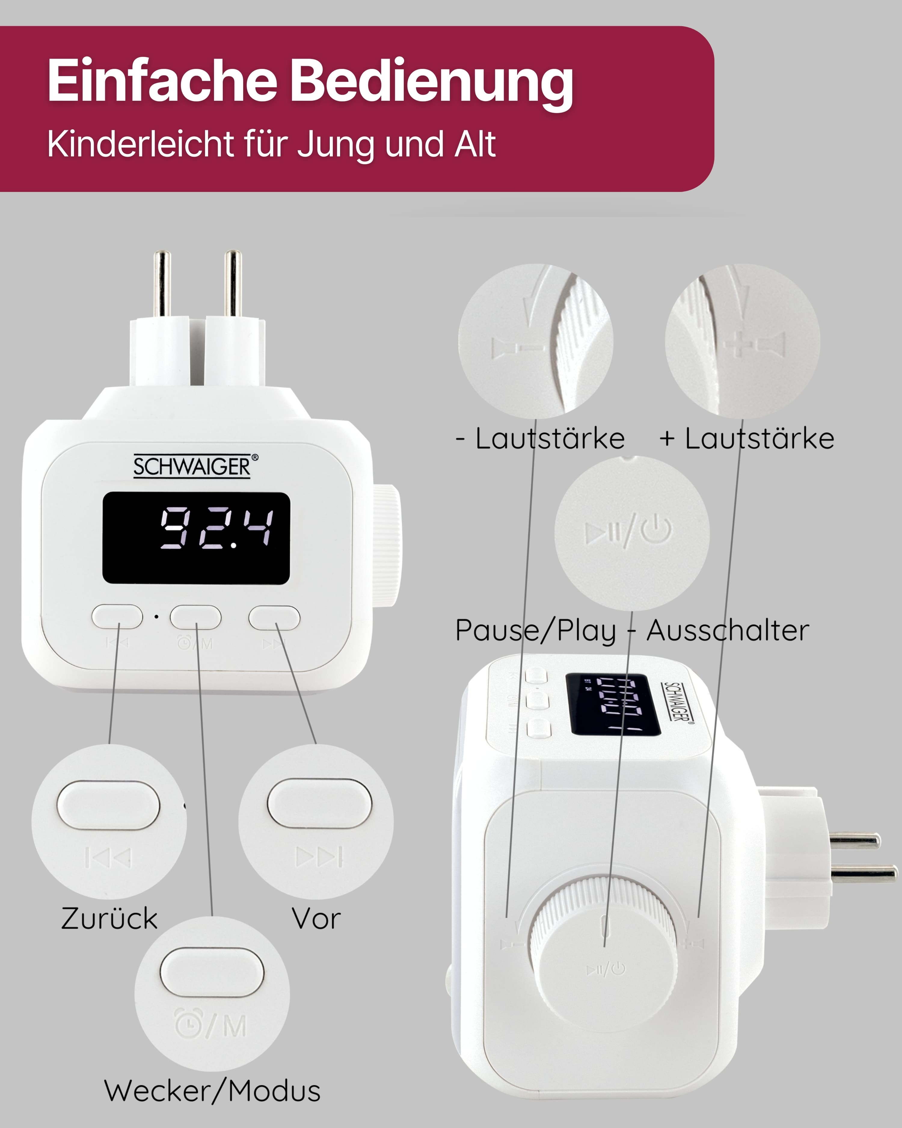 Schwaiger RAFM0100 Stopcontact Radio