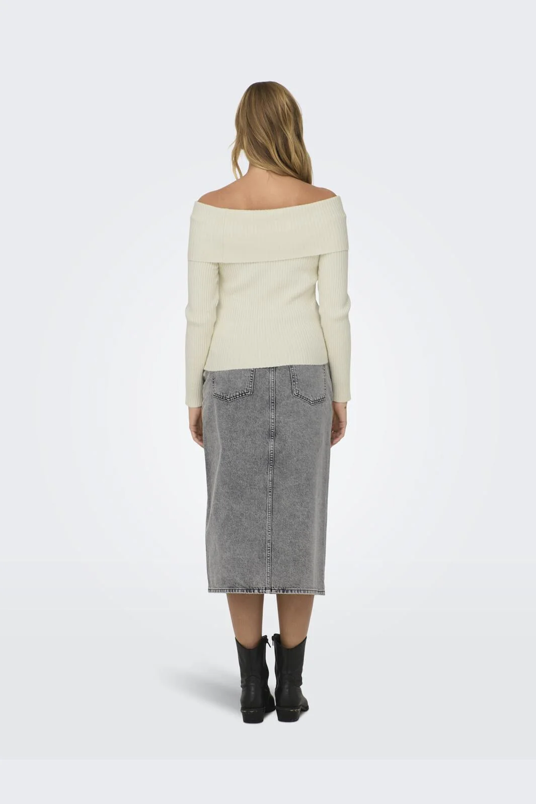 Only Onlkatia Ls Off Shoulder Knt Nca 4387886 whitecap gray melange