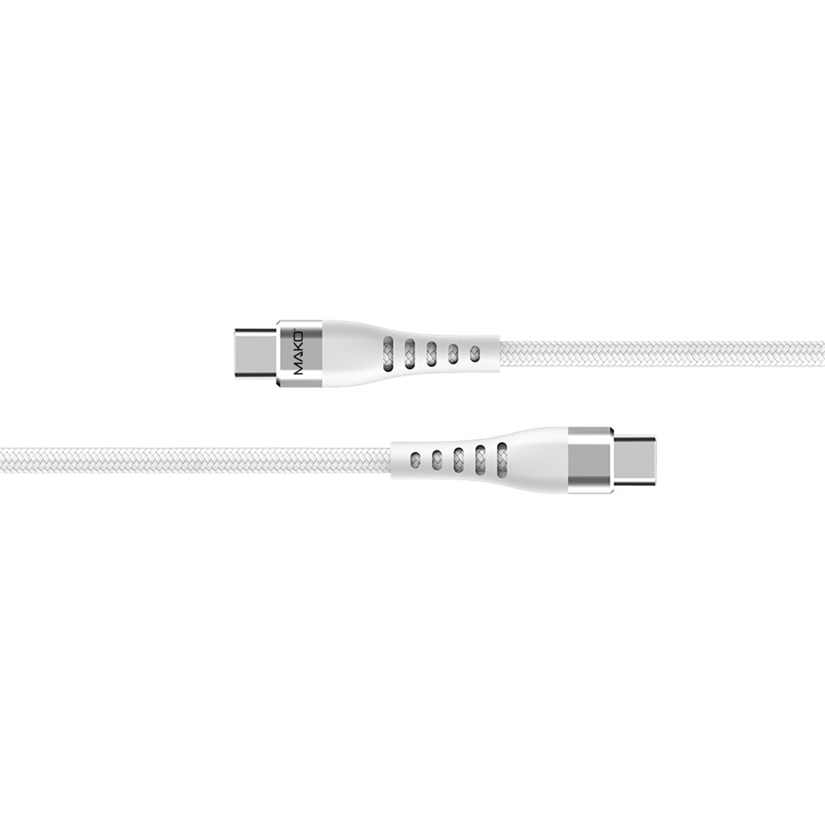 (2m) 60W USB C auf USB C Nylon Ladekabel Datenkabel (MACA0031) - Weiss