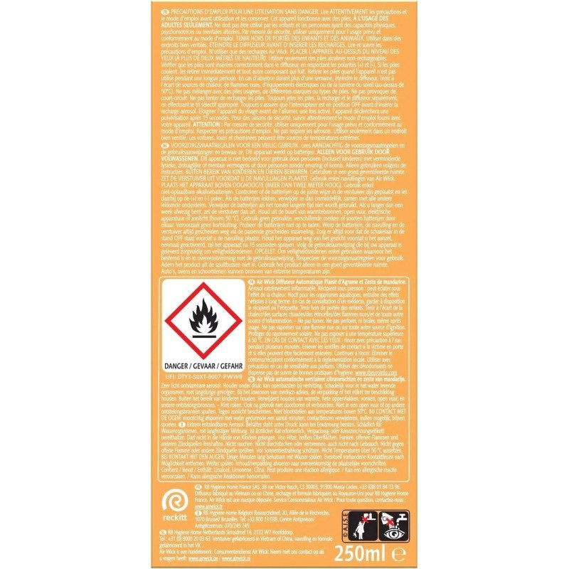 Diffuseur Air Wick Freshmatic + 1 recharge Plaisir d'agrume et zeste de mandarine 250 ml