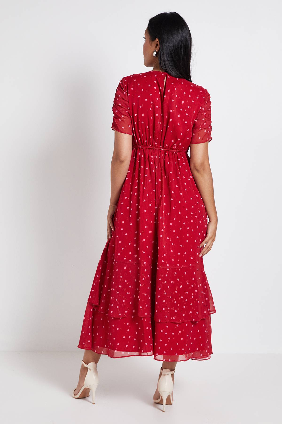 Wallis Robe Midi À Volants Pois Paillettés Petite Taille