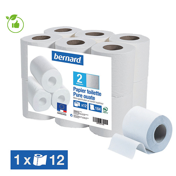 Papier toilette Bernard 2 épaisseurs, lot de 12 rouleaux