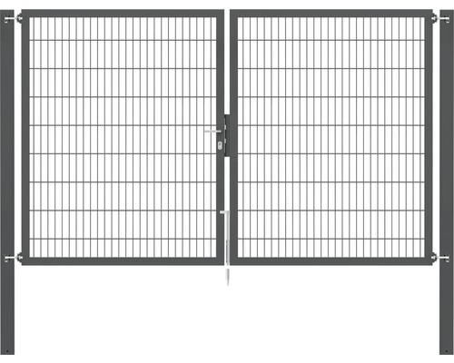 Dubbele poort van metaalgaas, ALBERTS Flexo Plus 8/6/8, 300 x 180 cm, inclusief palen 10 x 10 cm, antraciet