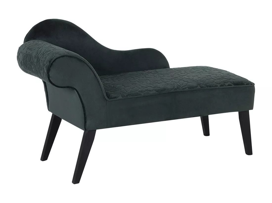 Mini chaise longue en velours vert côté droite BIARRITZ