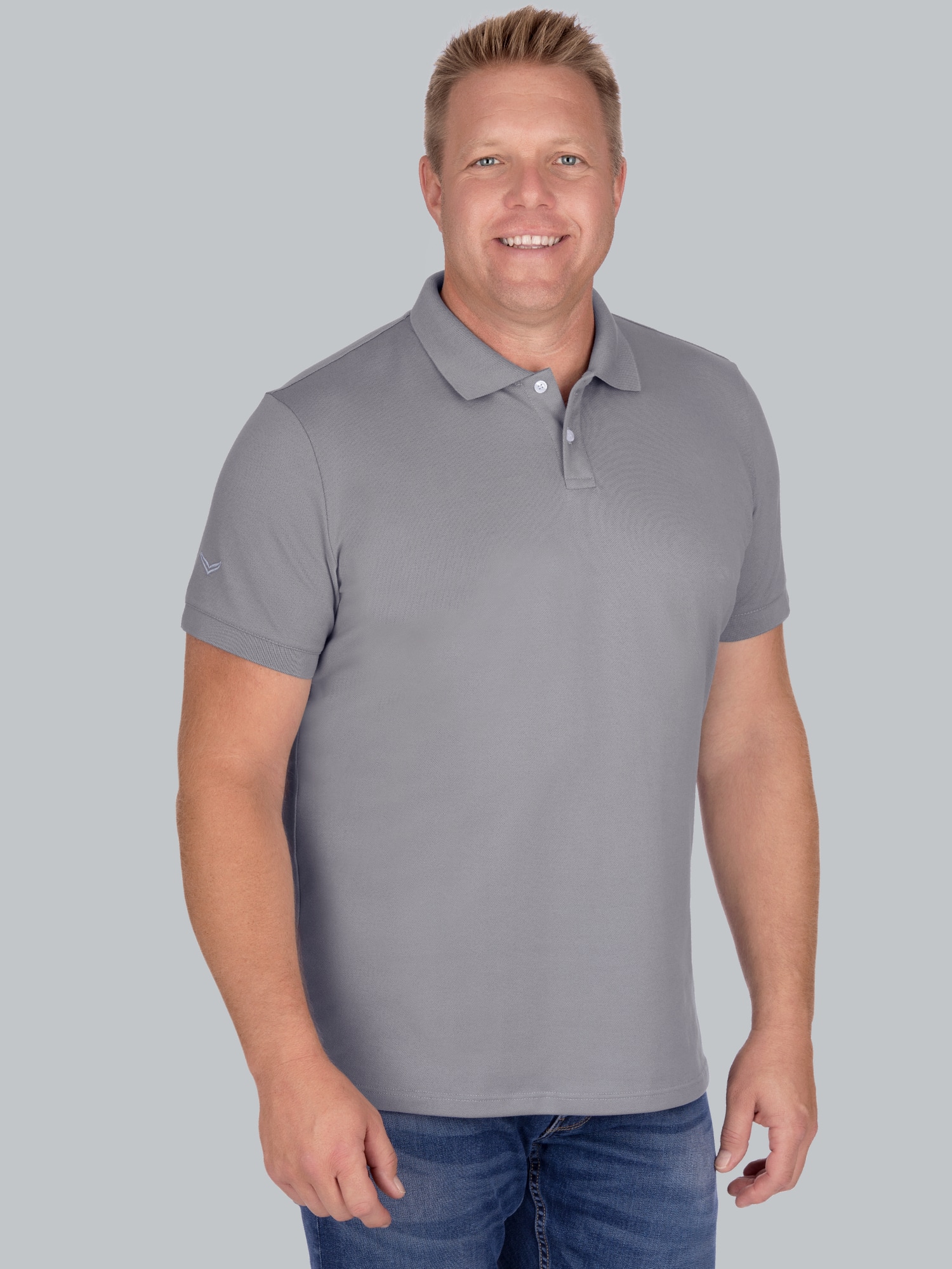 Poloshirt aus elast. Piqué Cool-grey