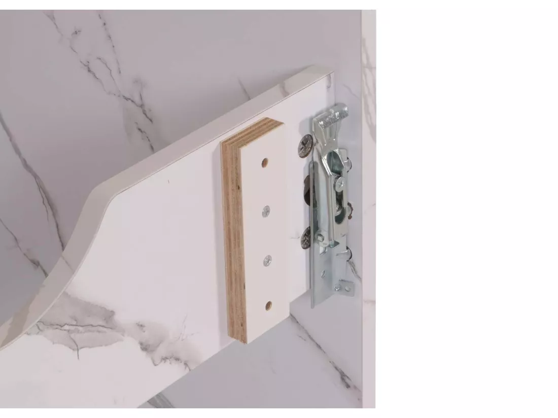 Meuble sous-lavabo MCW-L86, aspect marbre blanc