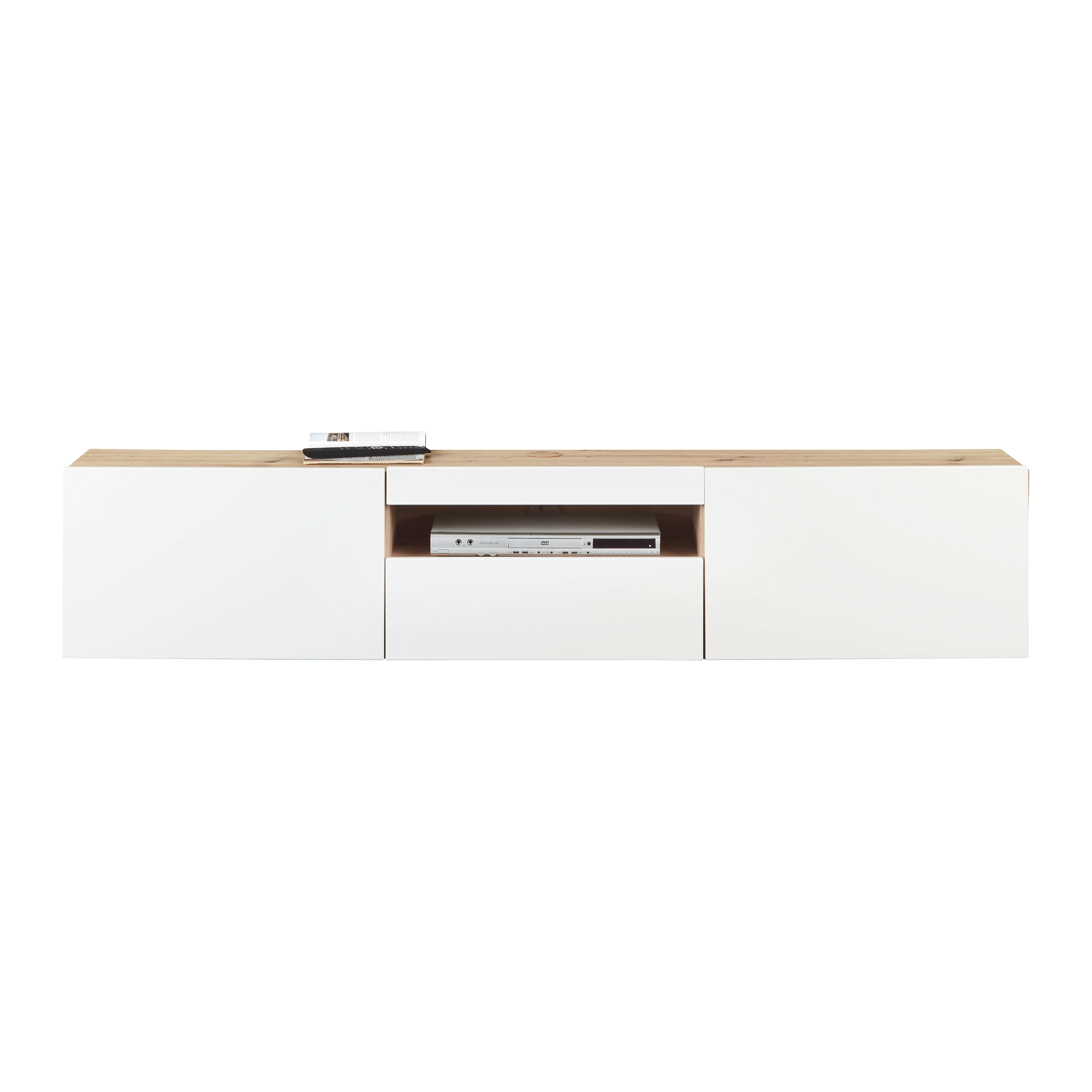 Lowboard - Artisan Eiche - weiß Hochglanz - 180 cm