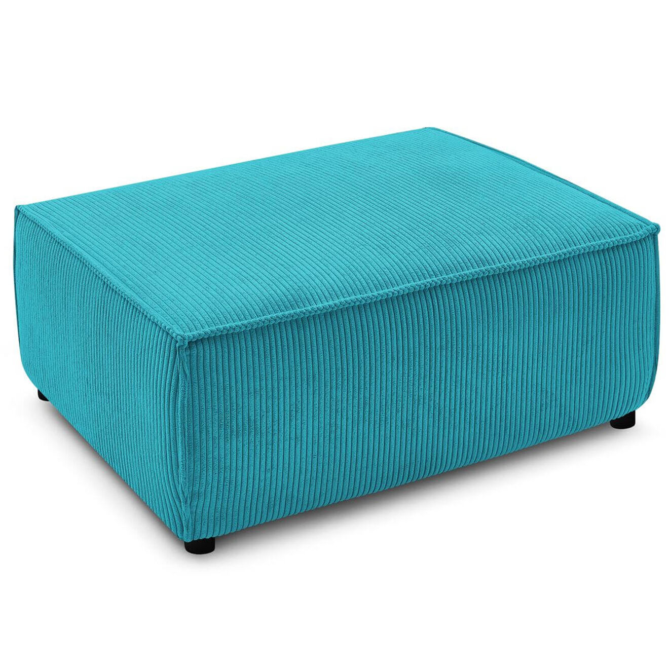 Bobochic Pouf en Velours côtelé Nihad bleu foncé - 100x70x44 cm