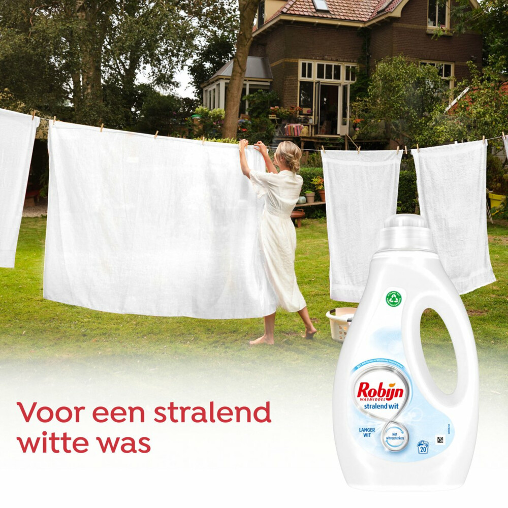 6x Robijn Vloeibaar Wasmiddel Stralend Wit 20 Wasbeurten1 liter