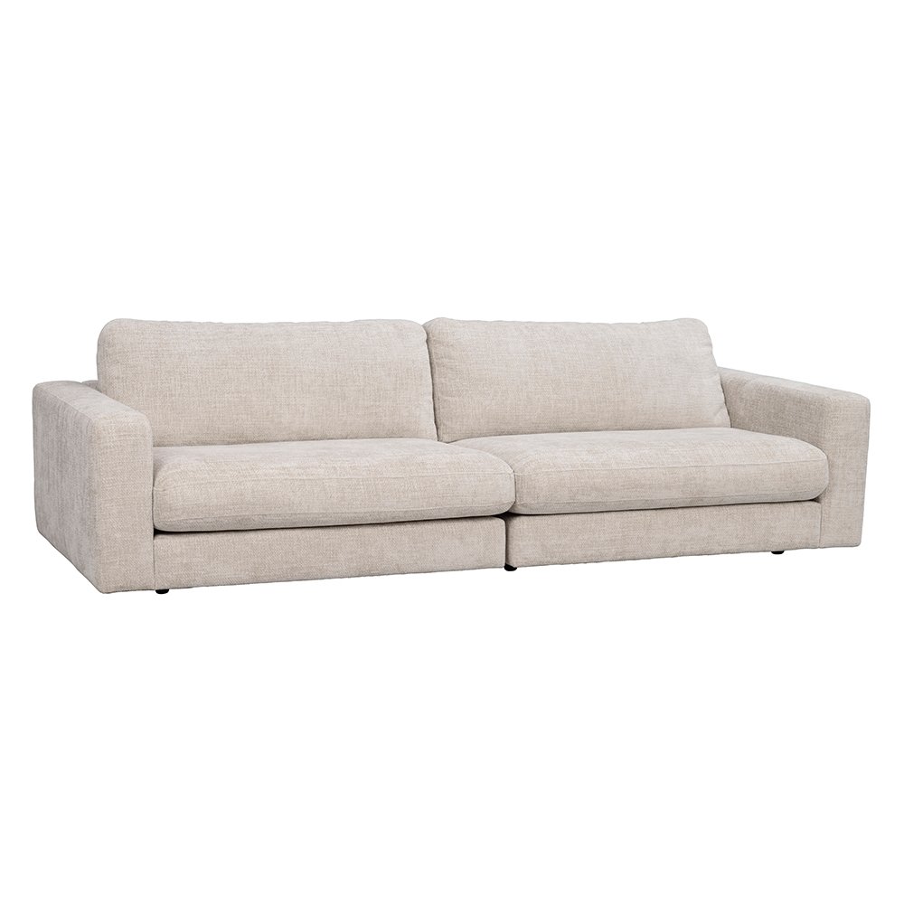 Modulaire gestoffeerde 3-zitsbank Duncan  - 258 cm Lichtgrijs/beige