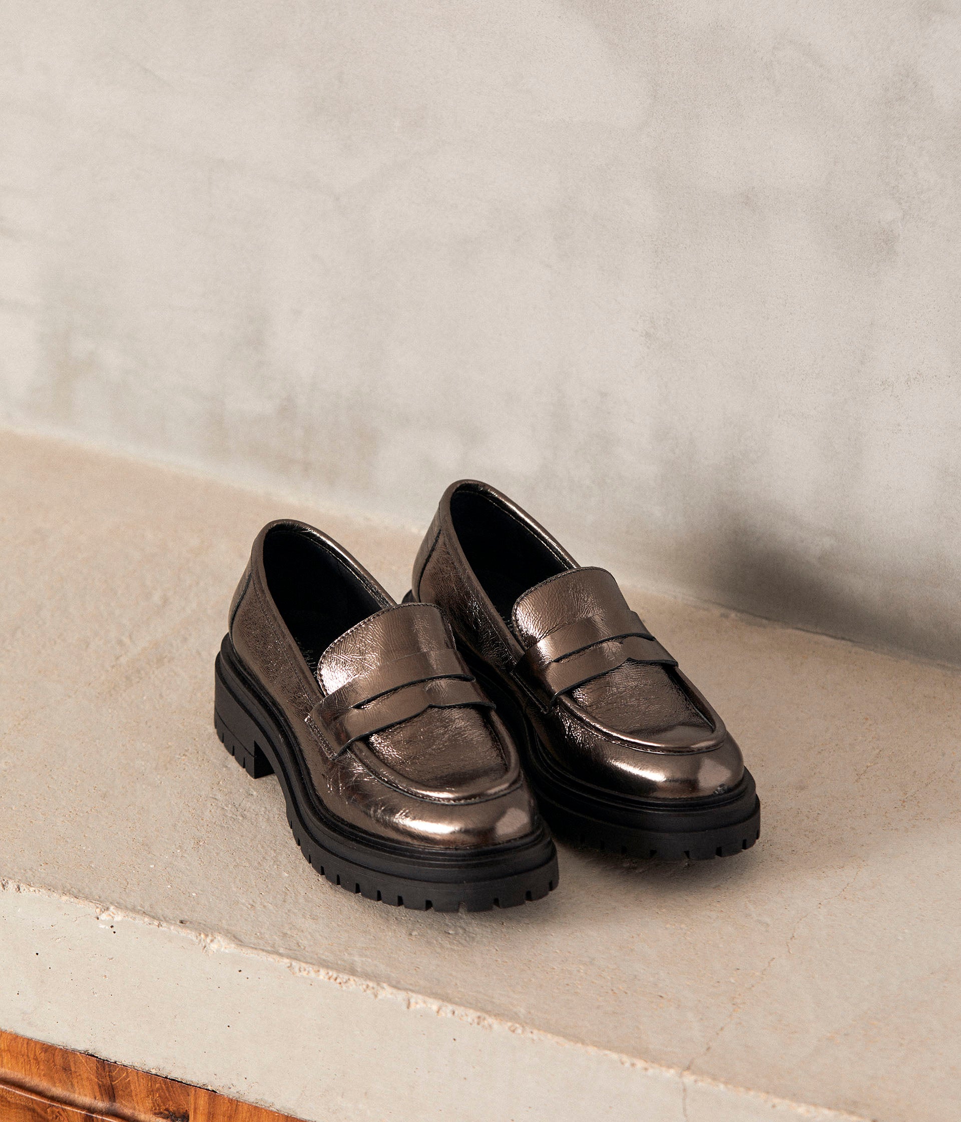 Mocassins cuir argenté Angelika
