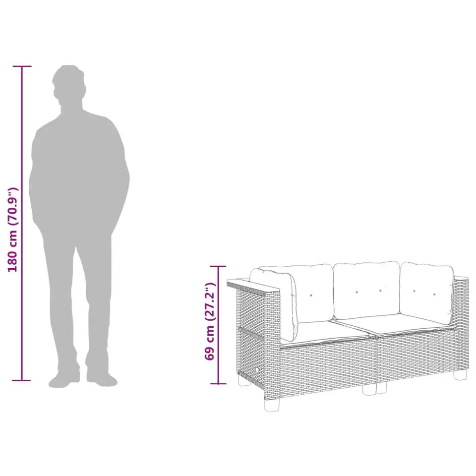 vidaXL - Tuinbank - Grijs - Poly rattan
