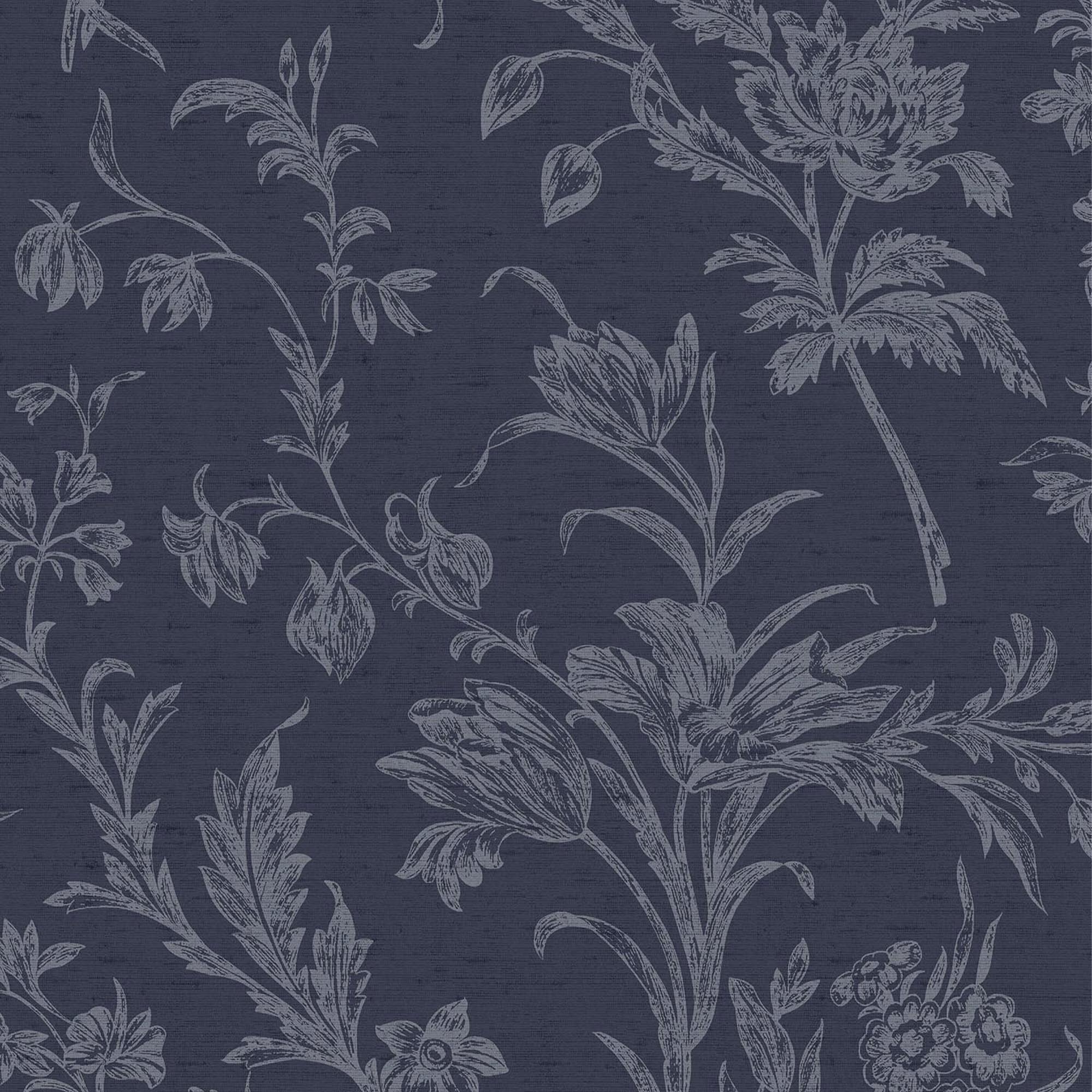 Laura Ashley Lloyd Behang - Bloemen - 10mx52cm - Blauw