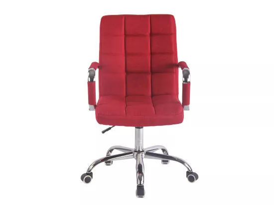Chaise de bureau - Tissu & Métal chromé - Rouge - Deli