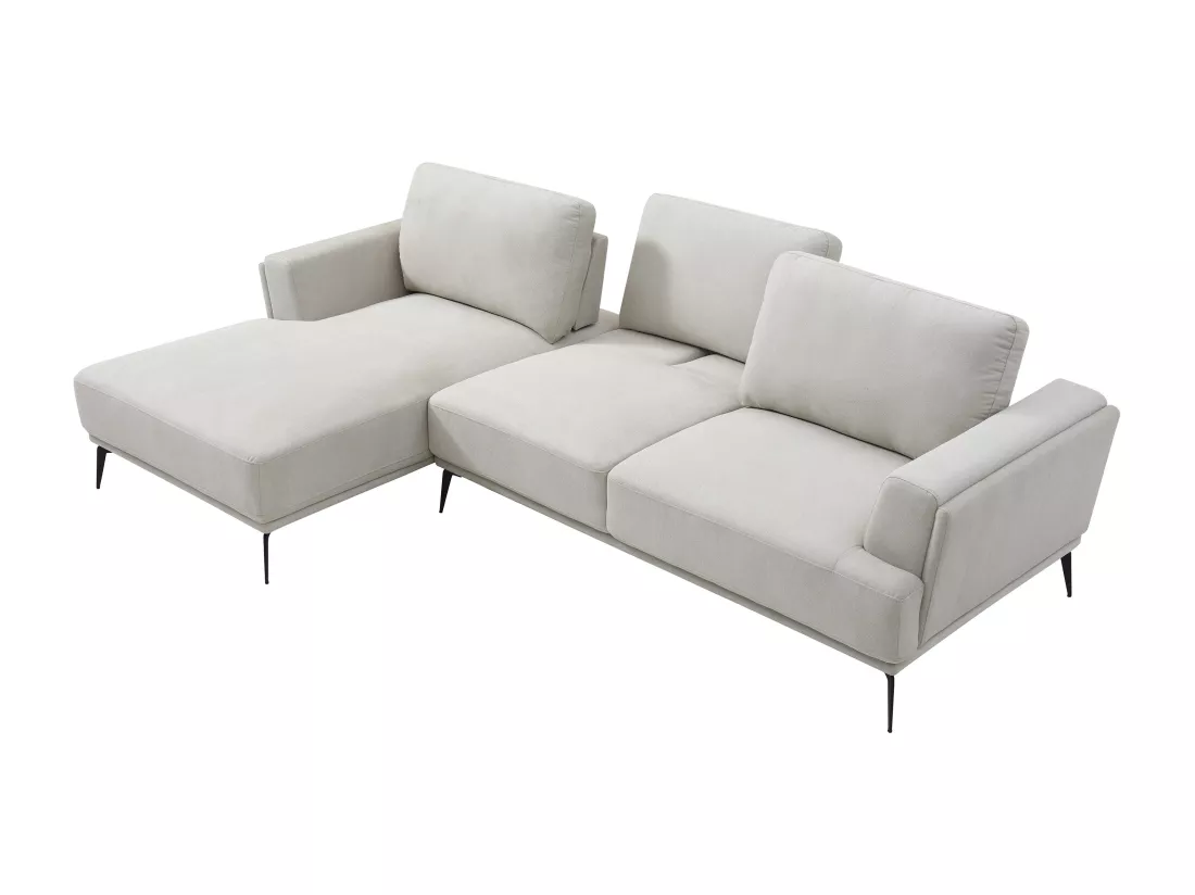 Canapé d'angle gauche dossier avance-recule en tissu texturé beige ARSODA