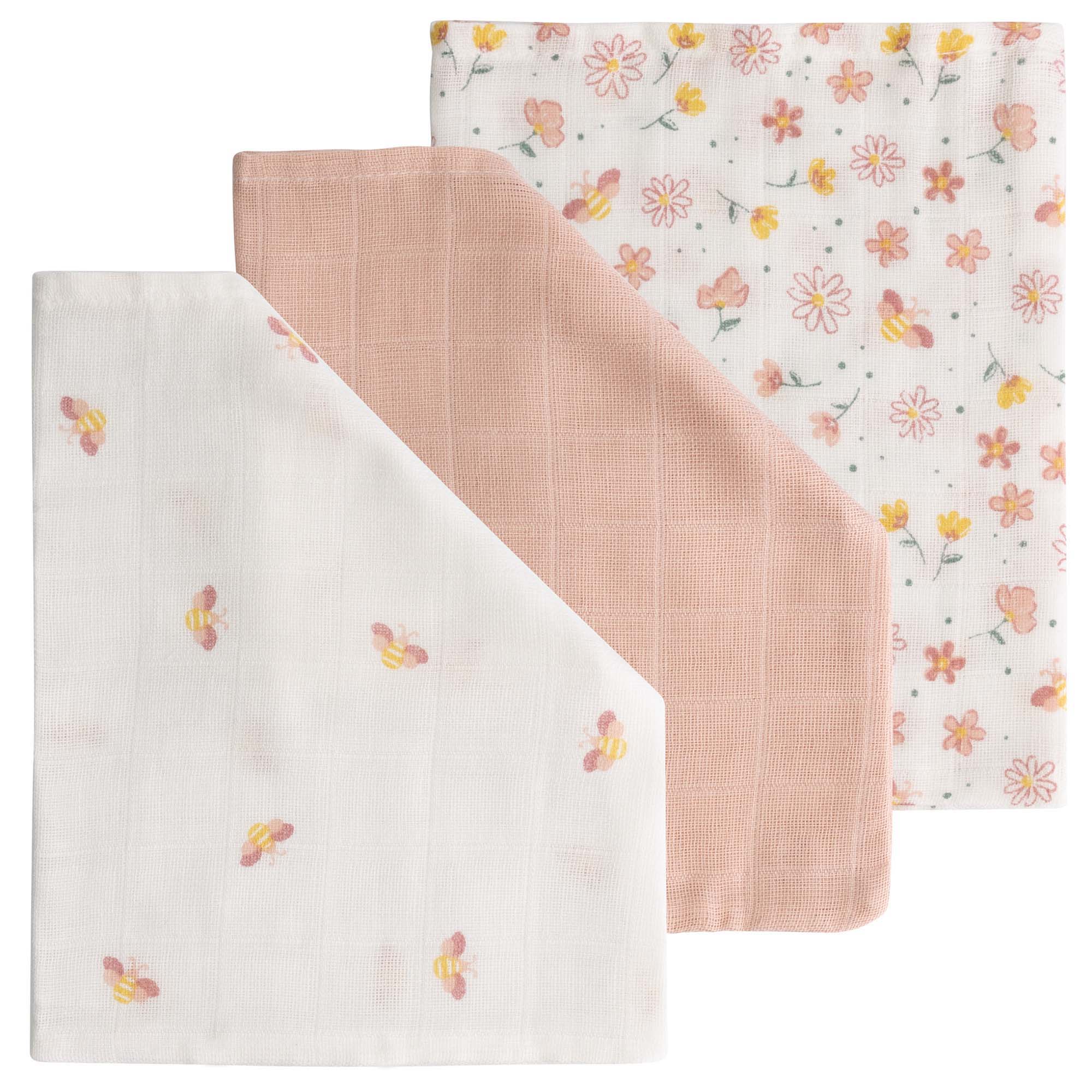 Prénatal hydrofiele washandjes 3 stuks  roze