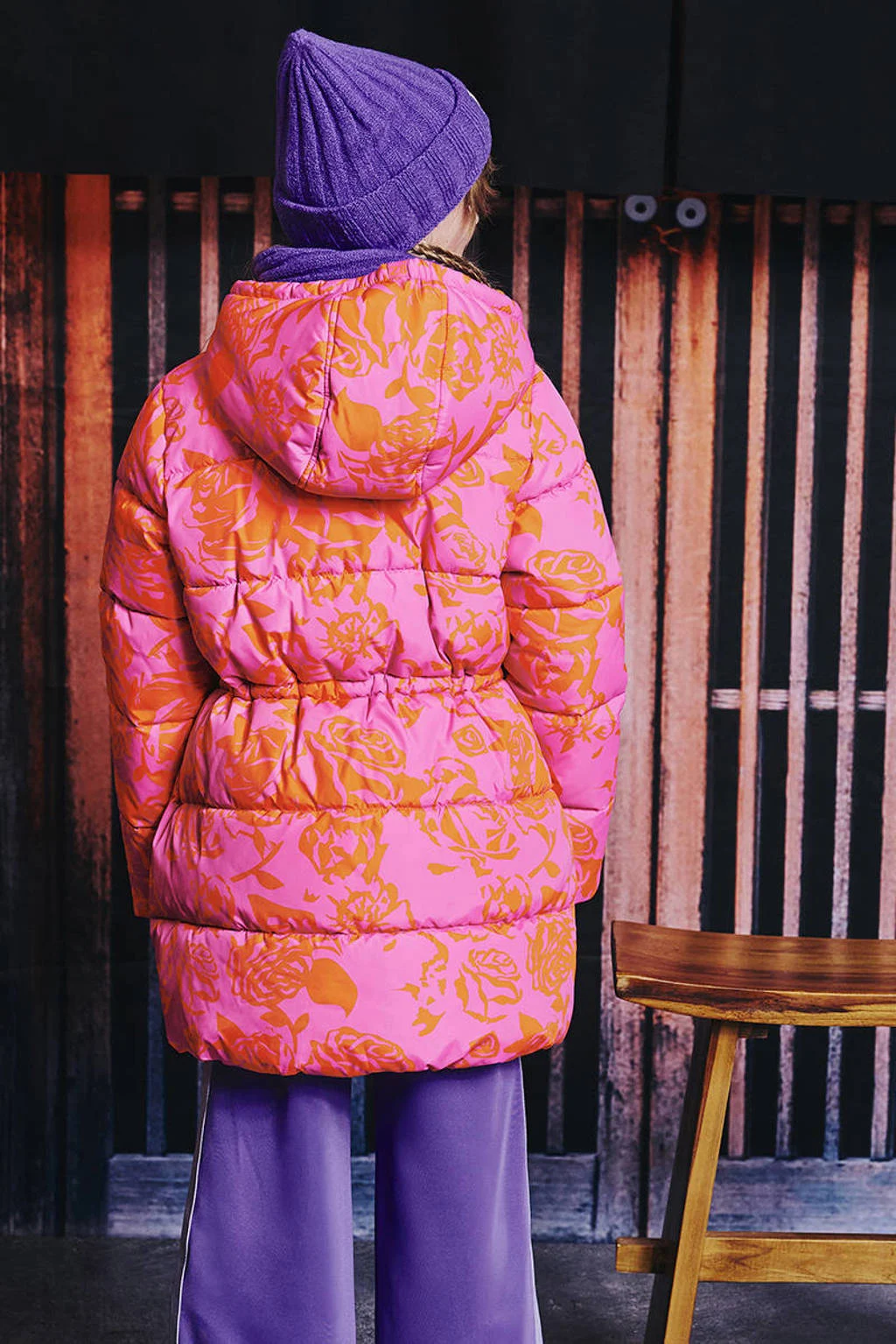 Z8 kids gewatteerde winterjas Rosalia roze/oranje