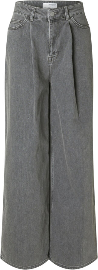 Selected Femme SLFOLIVIA-GRY HW EXTRA WIDE JEANS Grå