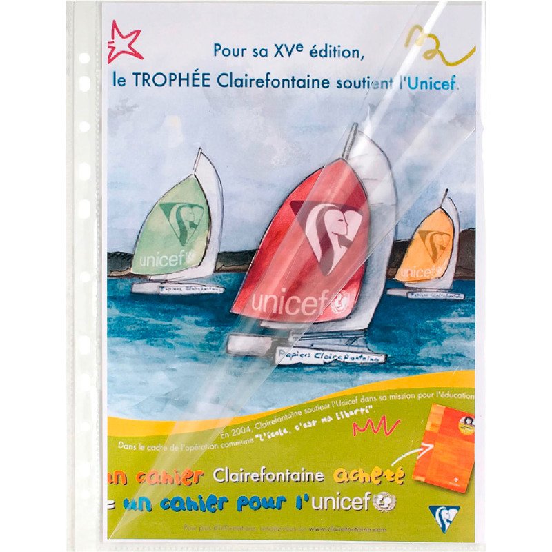 Pochettes perforées Exacompta A4 polypropylène lisse 6/100e ouverture sur 2 côtés - Boite de 100