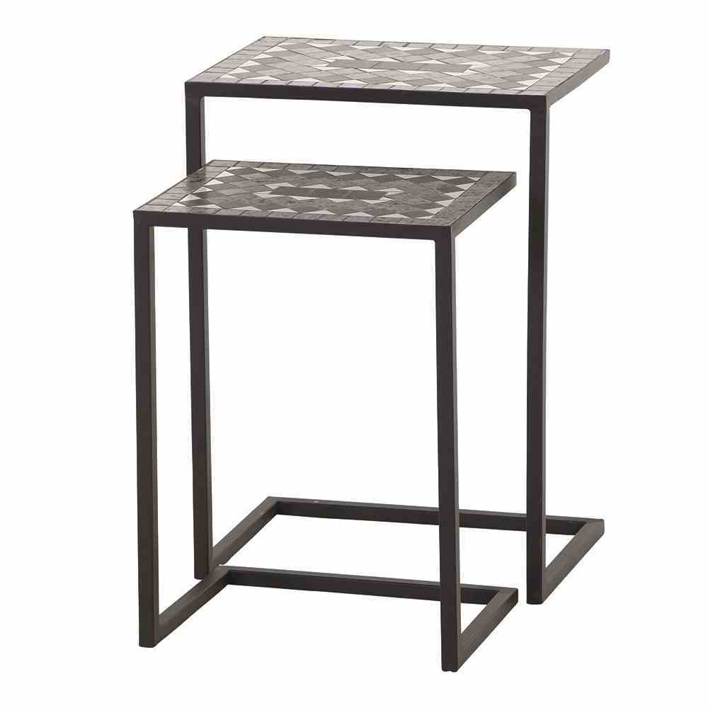 2-teiliges Tischset COMO - matt schwarz - Mosaikoptik